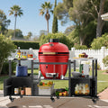 Outdoor Grill Table For Big Green Egg Style BBQ, Metal Grill Cart With Storage B