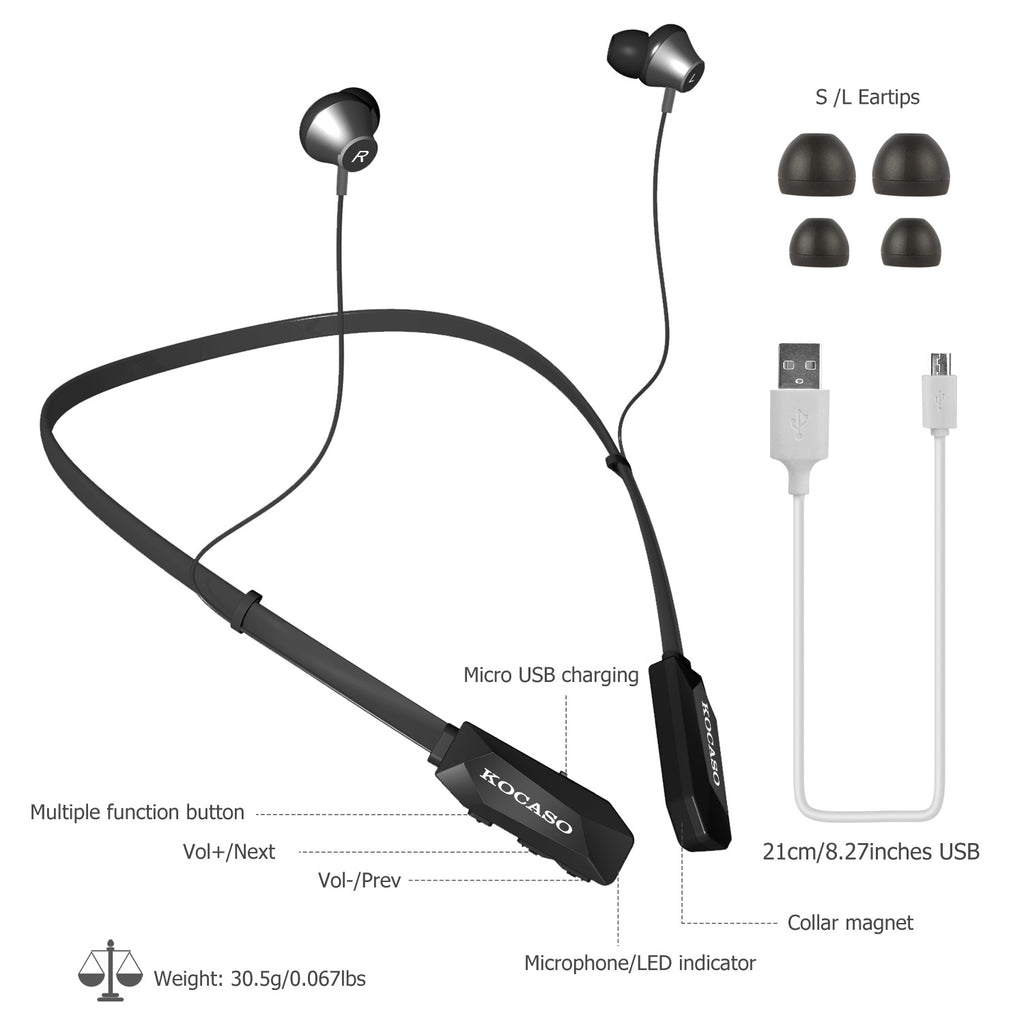 Black-Red Color Options -- 1Pc Wireless Neckband Headphones V4.2 Sweat-proof Spo