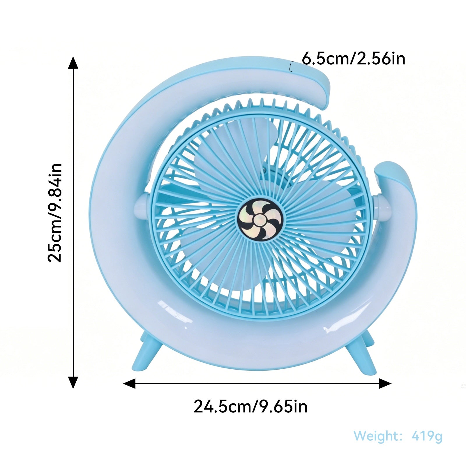 Lamp Effect Fan Green Li-On Rechargeable