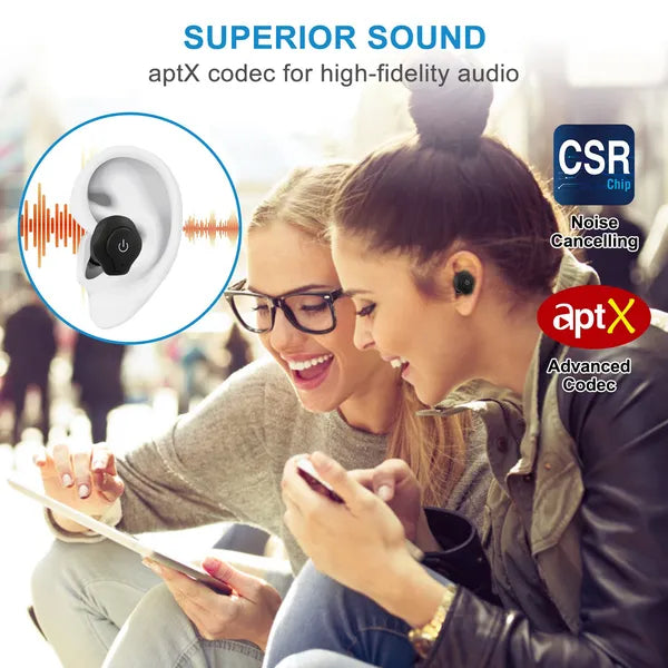 True Wireless Earbuds CSR V4.2 In-ear Stereo Headsets IP44 Waterproof Apt-X TWS 