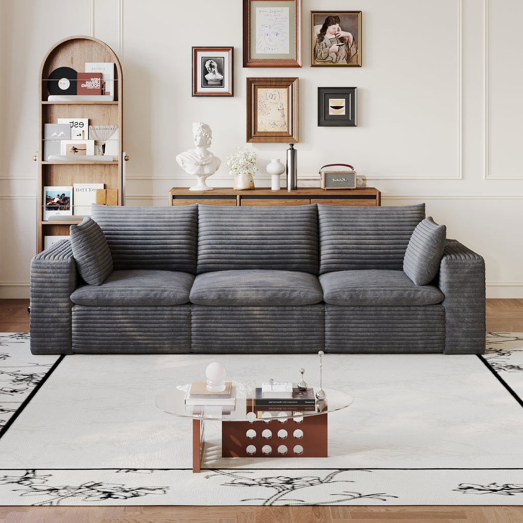 102  Cloud Sofa,Corduroy Fabric,Deep Seat Couches,Double-layer Design,Removable 