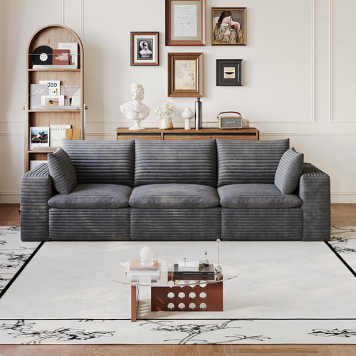 102  Cloud Sofa,Corduroy Fabric,Deep Seat Couches,Double-layer Design,Removable 