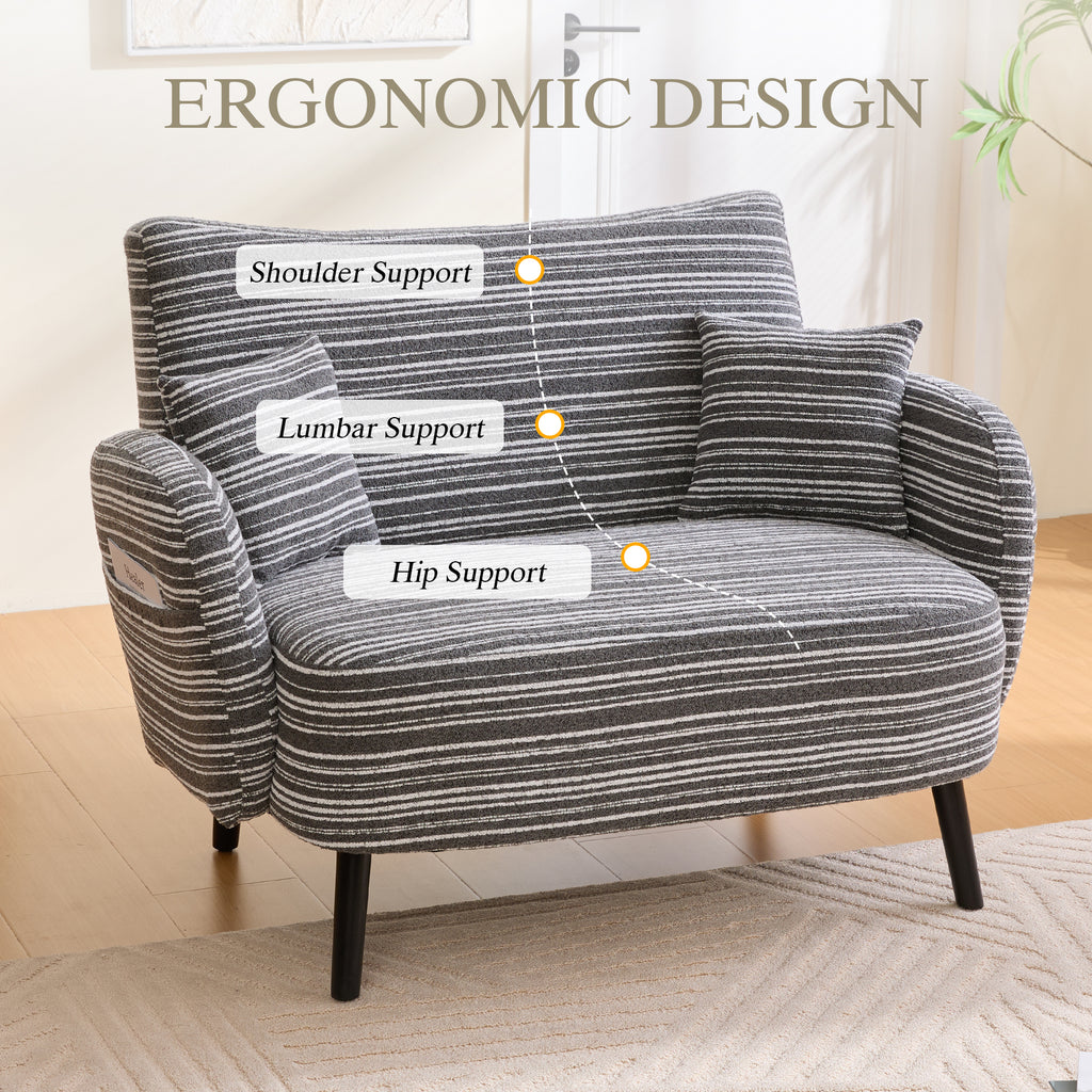 Modern Style Two-seater Sofa With Ultra-comfortable Armrests, Armrest Pillows, A