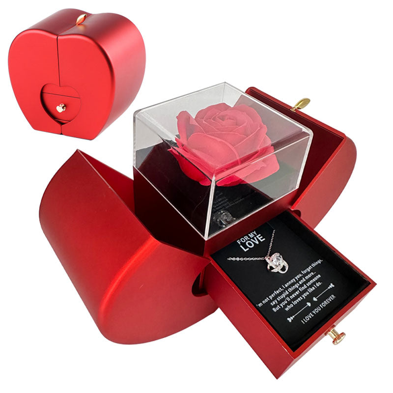 Fashion Jewelry Box Red Apple Christmas Gift Necklace Eternal Rose For (Viral) — MEGA MARKET