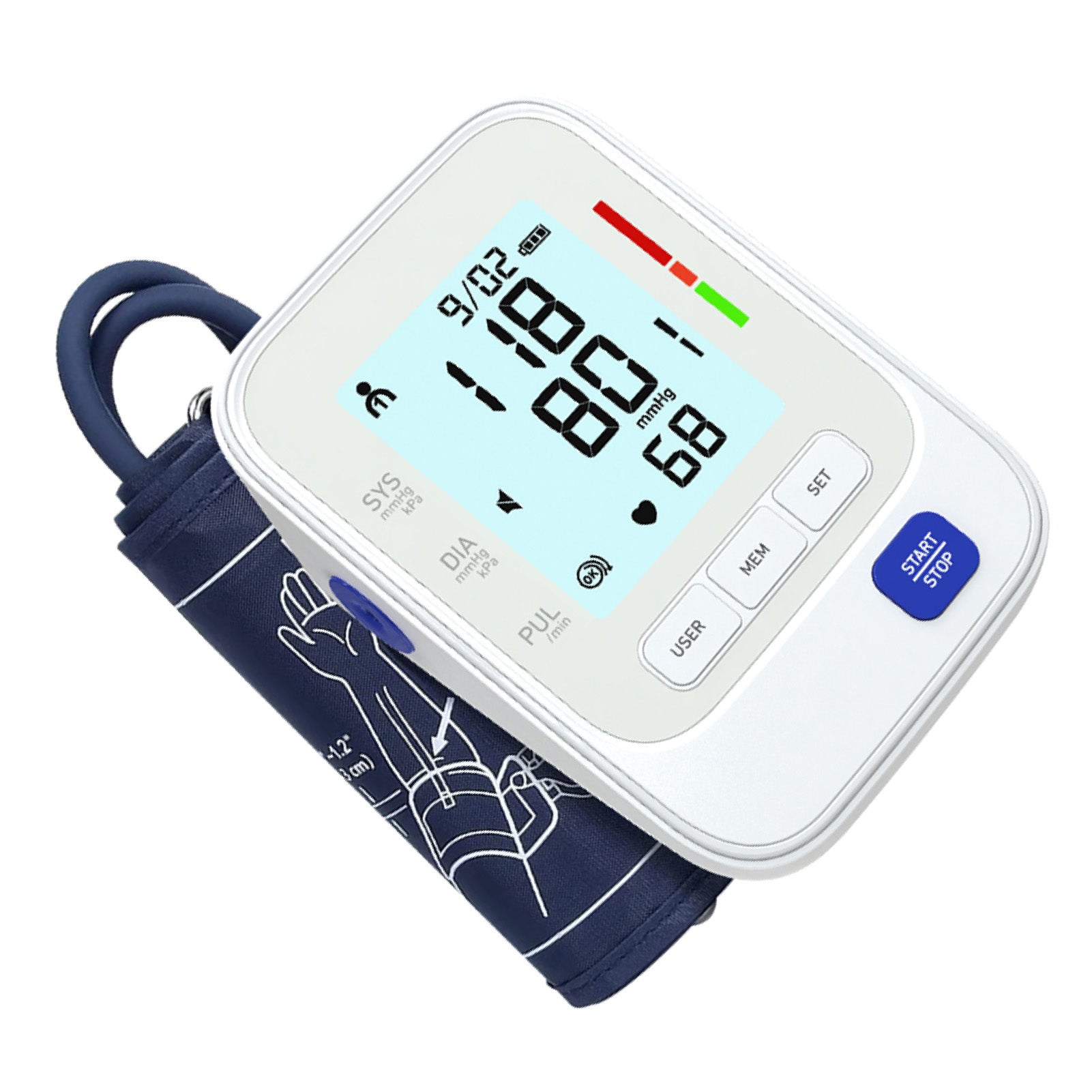 Blood Pressure Machine Upper Arm Large LCD Display Smart Digital Wrist BP Machin