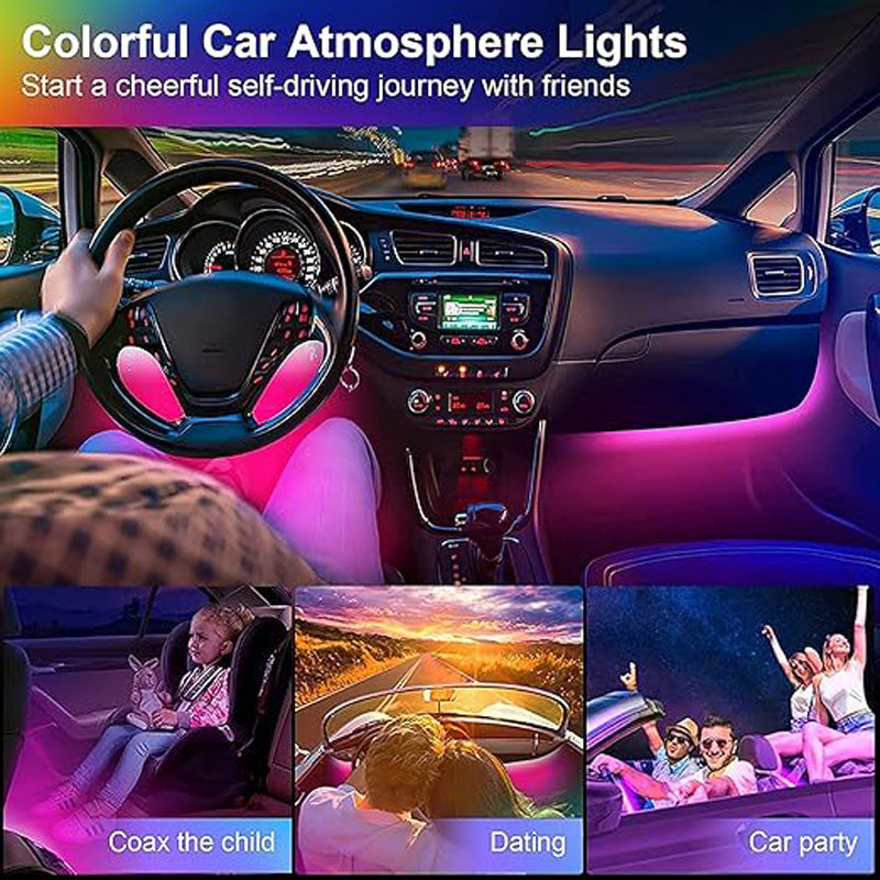 Car LED Strip Lights Kit, Auto Interior Ambient RGB LED Strip Atmosphere Car Dec
