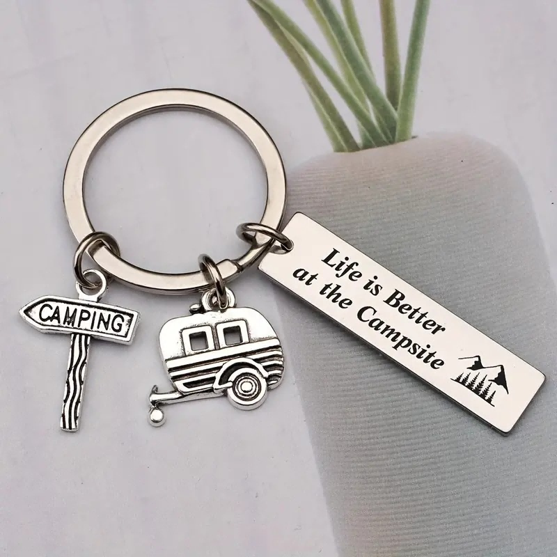 4pcs  Camping Site Life Is Better Keychain, RV Camping Trailer Accessories, Camp