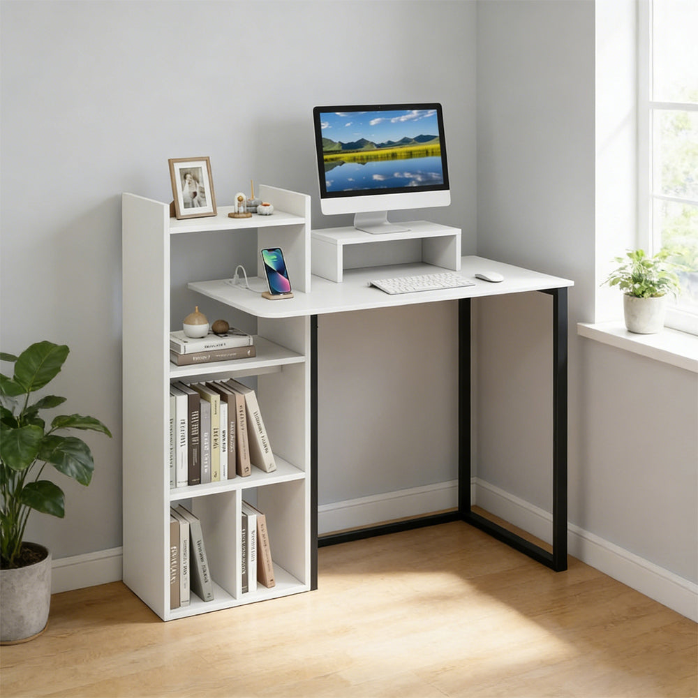 Computer Desk With Charging Station And Ergonomic Monitor Stand With Non-slip Fo