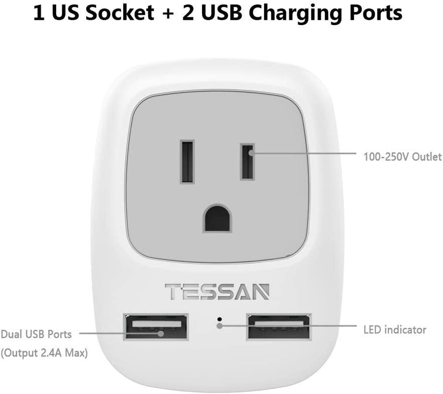 UK Ireland Hong Kong Power Adapter,  International Travel Plug with 2 USB, Type G Converter Outlet Adaptor Charger for USA to British England Scotland Irish Qatar London
