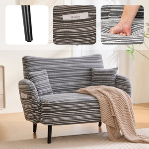 Modern Style Two-seater Sofa With Ultra-comfortable Armrests, Armrest Pillows, And Storage Pockets, Deep-seated Two-seater Sofa, Comfortable Modern Sofa For Bedroom, Small Spaces, Apartments, And Offi
