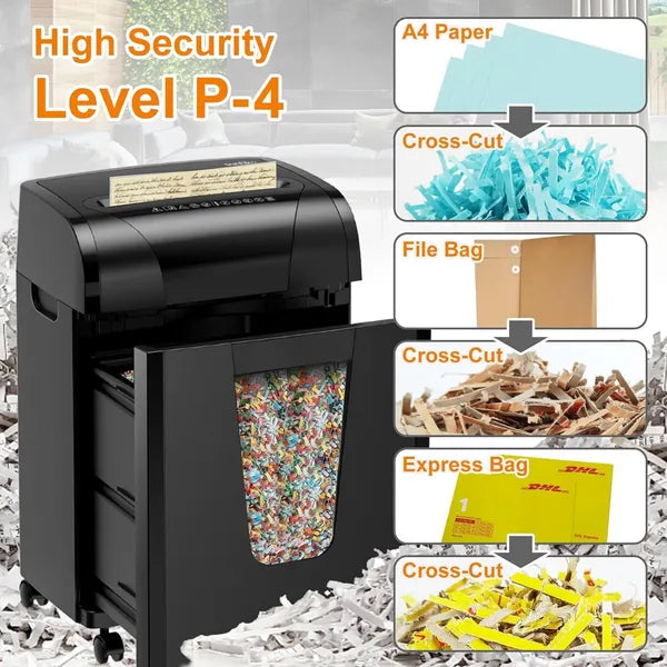 Woolsche Paper Shredder, 18-Sheet Cross Cut With 18 Liters Pull Out Bin, P-4 Sec
