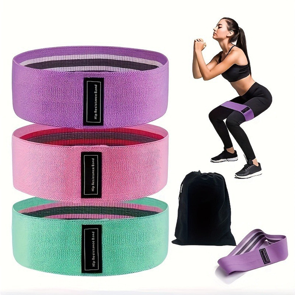 Set Of 3 Resistance Exercise Loop Bands Fitness Home Gym Yoga Glutes Booty Train