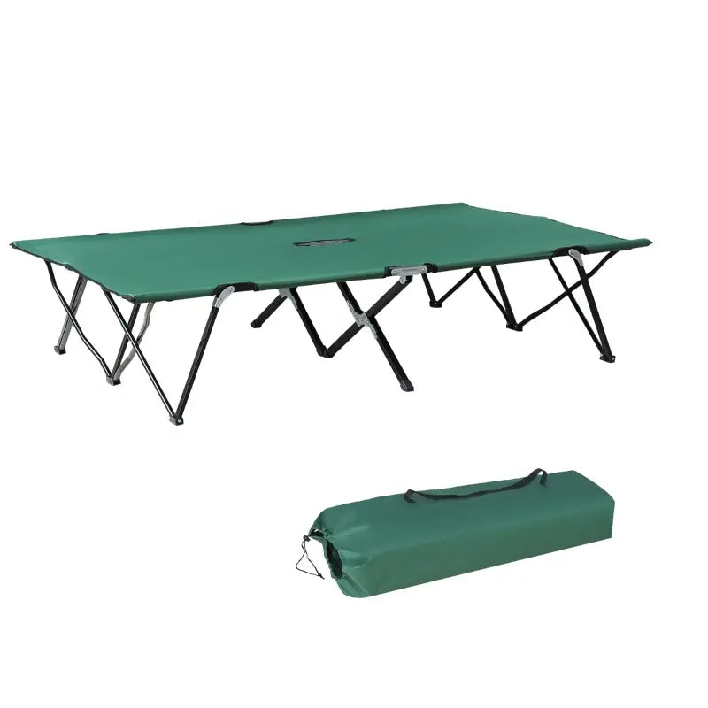 2 Person Folding Camping Cot For Adults, 50 Extra Wide Outdoor Portable Sleeping