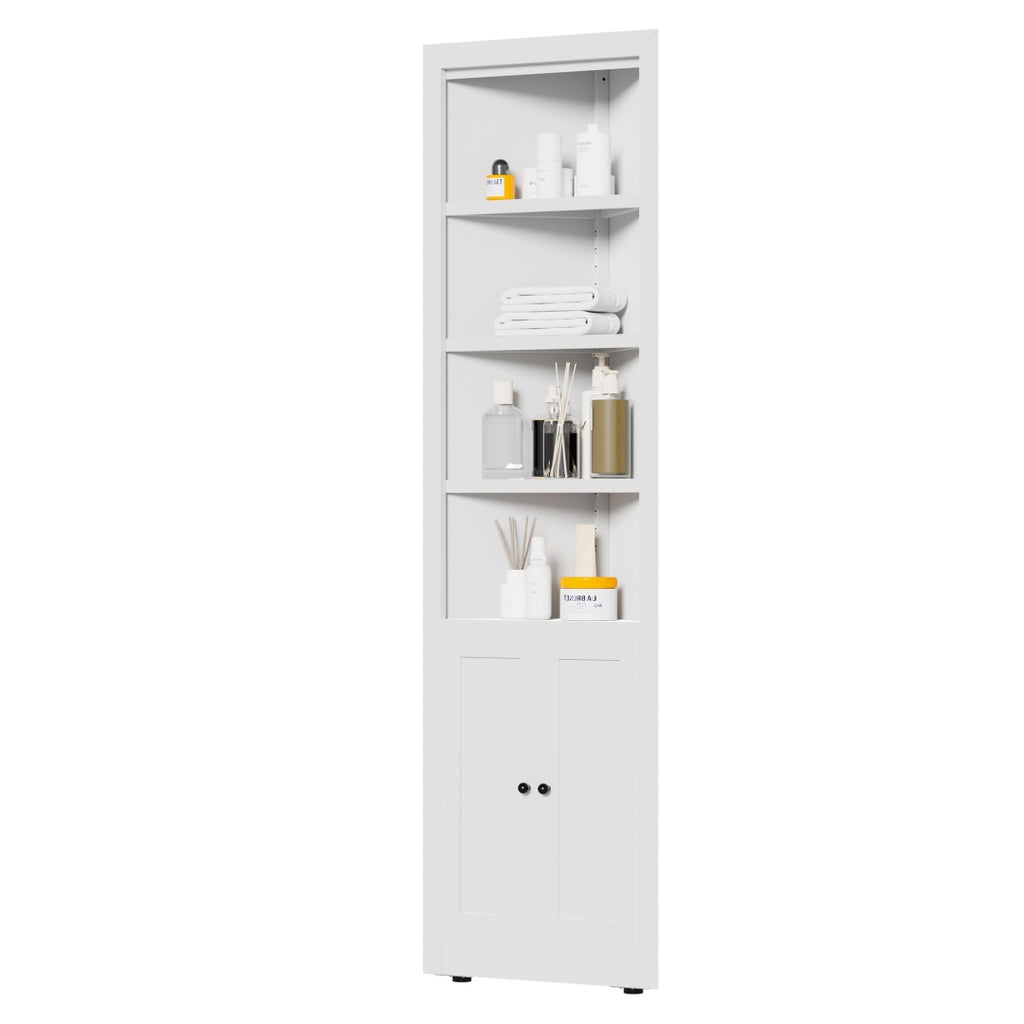 71in Tall Corner Storage Cabinet With 2 Doors, 5-Tier Metal Cabinet With Adjusta