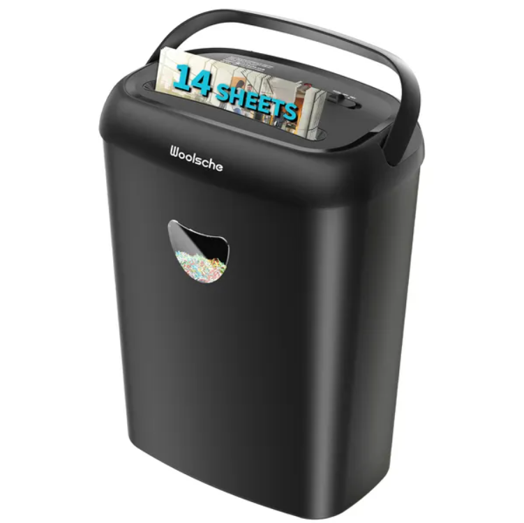 Cross Cut Paper Shredder,High-Performance,14-Sheet Capacity,6.6 Gallon Basket,P-