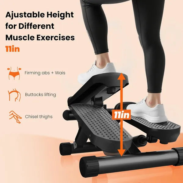 Mini Stepper With Resistance Bands, Portable Full Body Workout Stepper Machine A