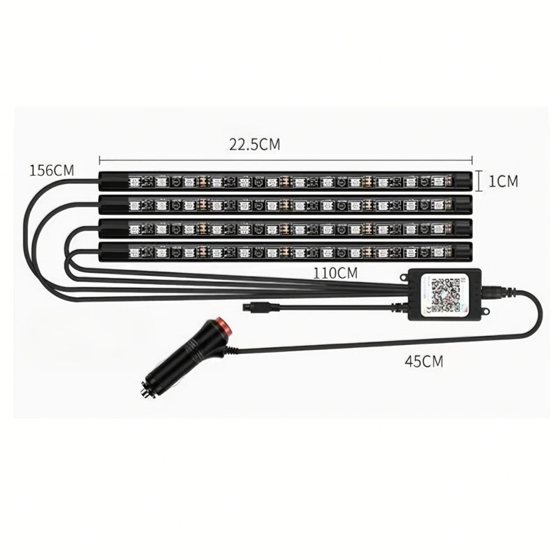 Car LED Strip Lights Kit, Auto Interior Ambient RGB LED Strip Atmosphere Car Dec