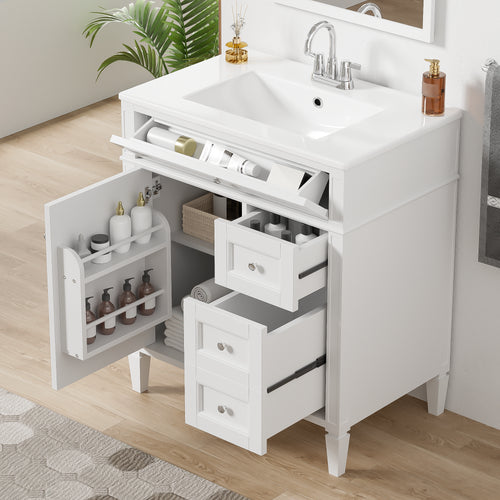 30   Bathroom Vanity With Top Sink, Modern Bathroom Storage Cabinet With 2 Drawe
