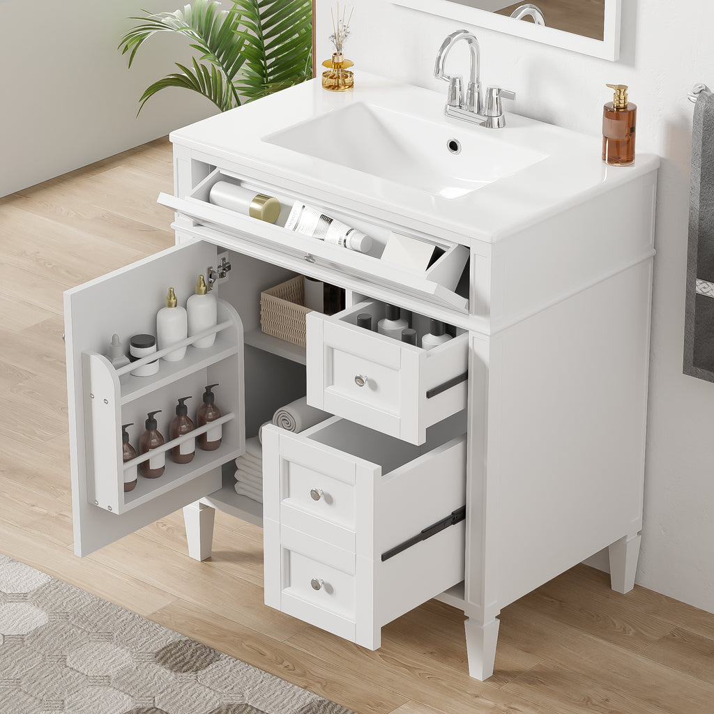 30   Bathroom Vanity With Top Sink, Modern Bathroom Storage Cabinet With 2 Drawe