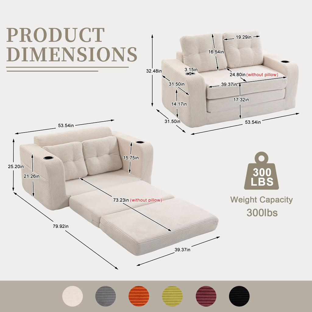 Convertible Sofa Bed,Expandable Double Sofa Bed, 2 In 1 Convertible Sofa Bed, Fo