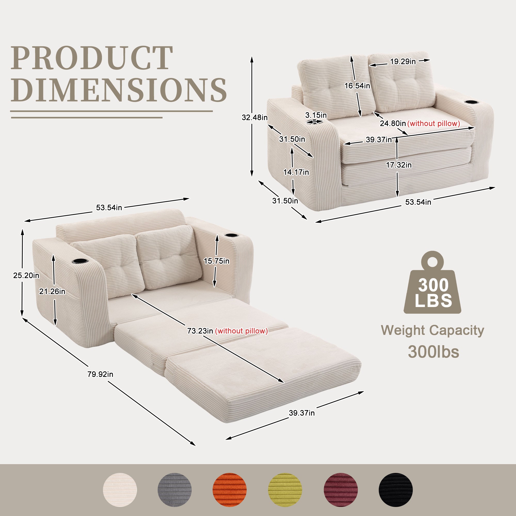 Convertible Sofa Bed,Expandable Double Sofa Bed, 2 In 1 Convertible Sofa Bed, Fo