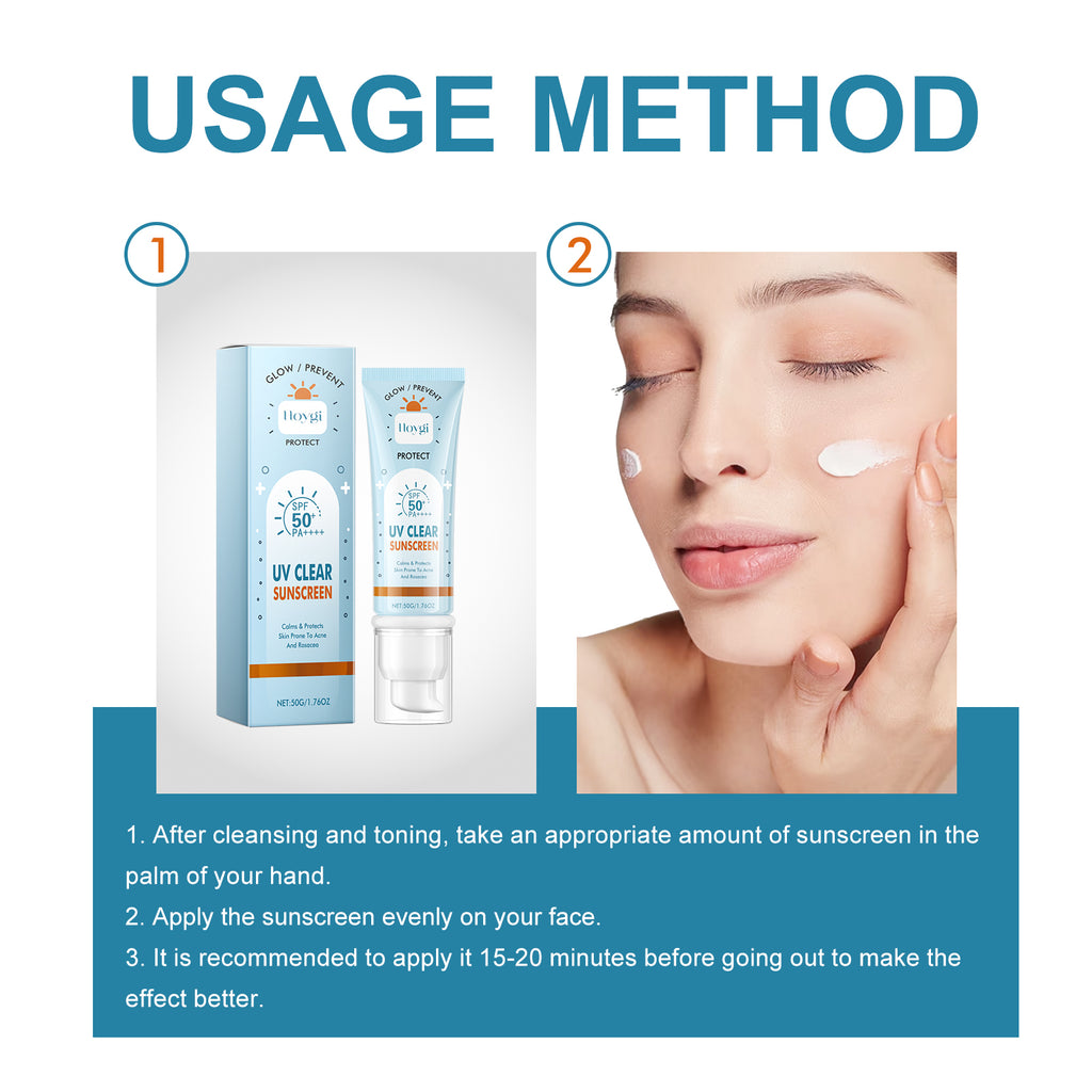 Hoygi UV Clear Sun Sunscreen, Summer Outdoor Anti-Exposure UV Moisturizes Skin E