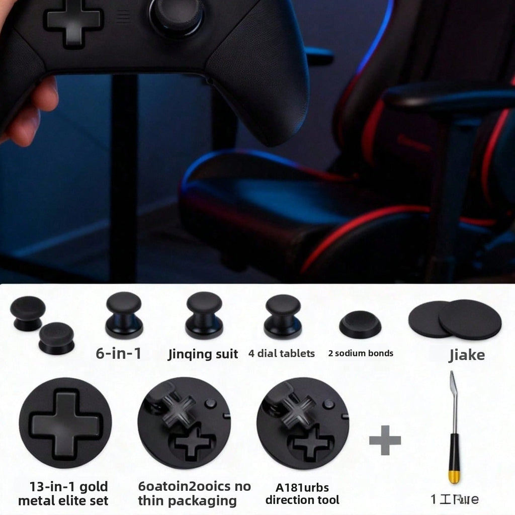 Elite 13 In 1 Metal Thumb Sticks Series, 2 Controller Accessory Sets, Gaming Acc